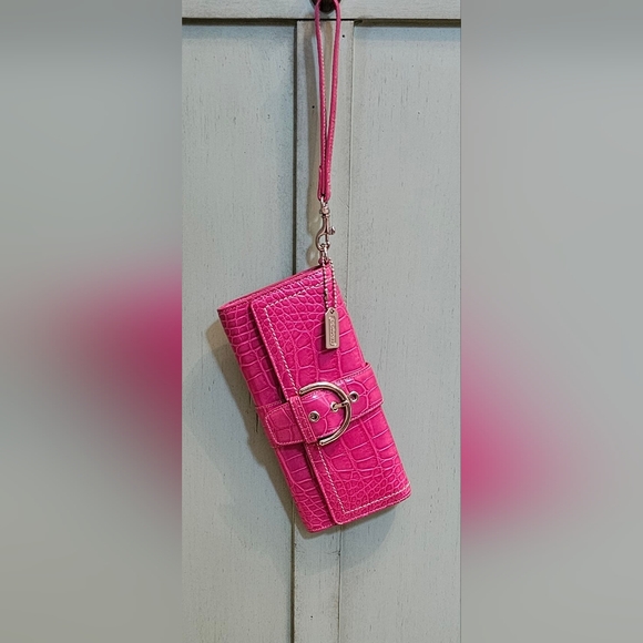 Vintage Coach Soho Genuine American Alligator Bag Clutch Wristlet 8940 (Pink) - Picture 14 of 14